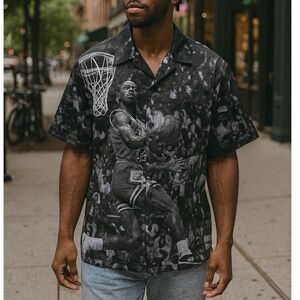 Air Jordan Shirt Mens L Black Button Up A Ma Maniere Michael Jordan DJ9760010